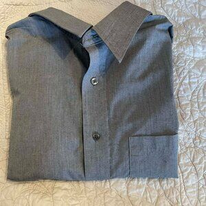 LINEAGE DRESS SHIRT CLASSIC long sleeves, gray, SIZE 16.5 32/33, MADE IN CANADA.